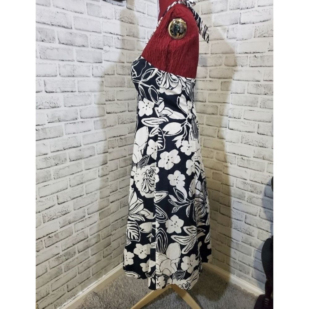 Robbie Bee Womens Black And White Halter Neck Floral Pattern Dress Size 10 - Picture 2 of 9